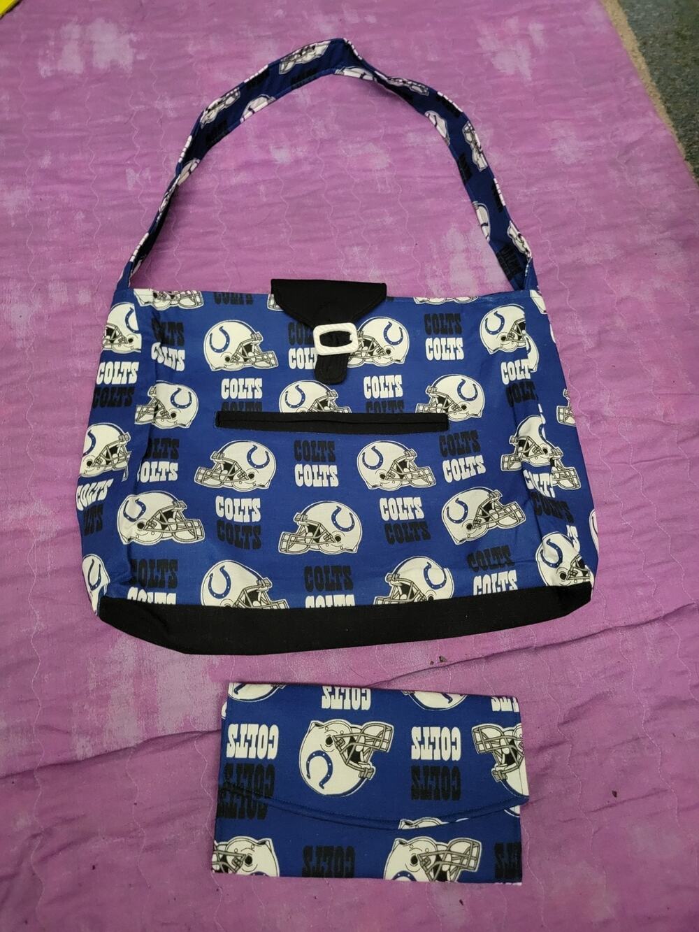 Quality Handmade Home Indianapolis Colts Blue Tote Purse And Wallet Never Used